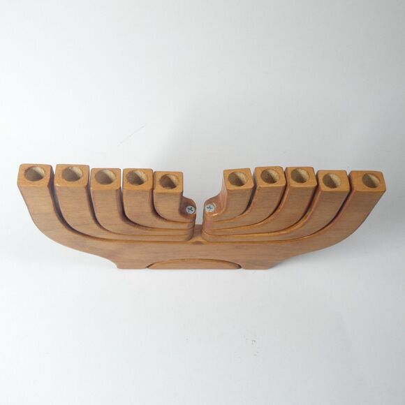 Handmade Wooden Candelabra Folding Hinged Danish Modern 10 Candle Holder - Picture 3 of 8